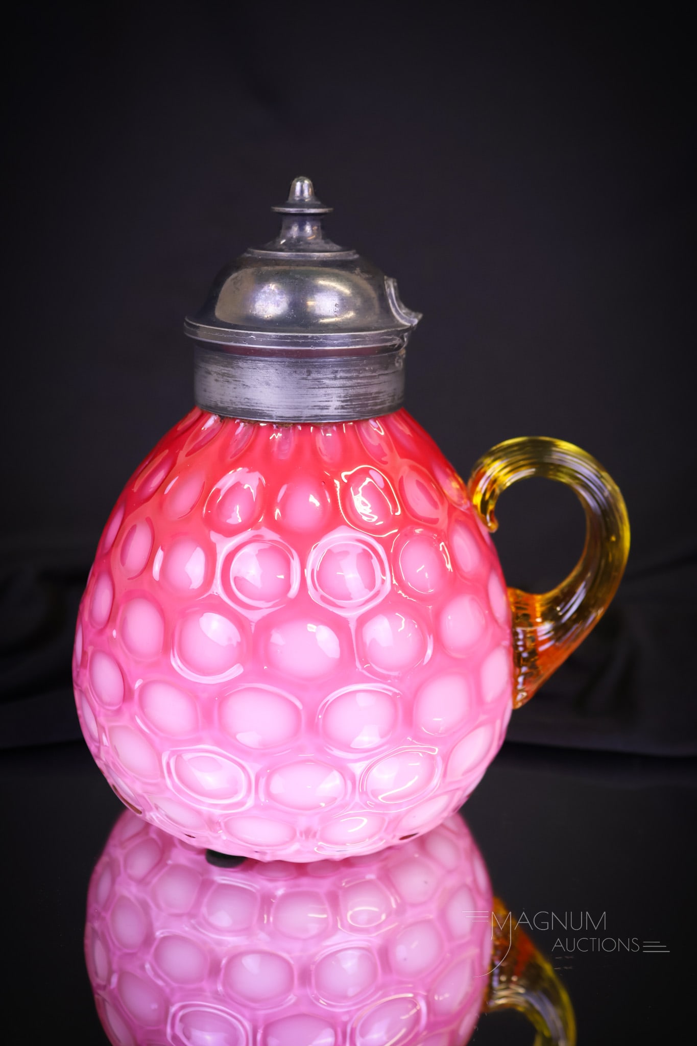 Rare Phoenix Victorian Pink Cased Honeycomb Syrup Pitcher (1 of 5)