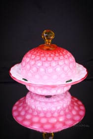 Scarce Phoenix Pink Cased Honeycomb Victorian Butter Dish