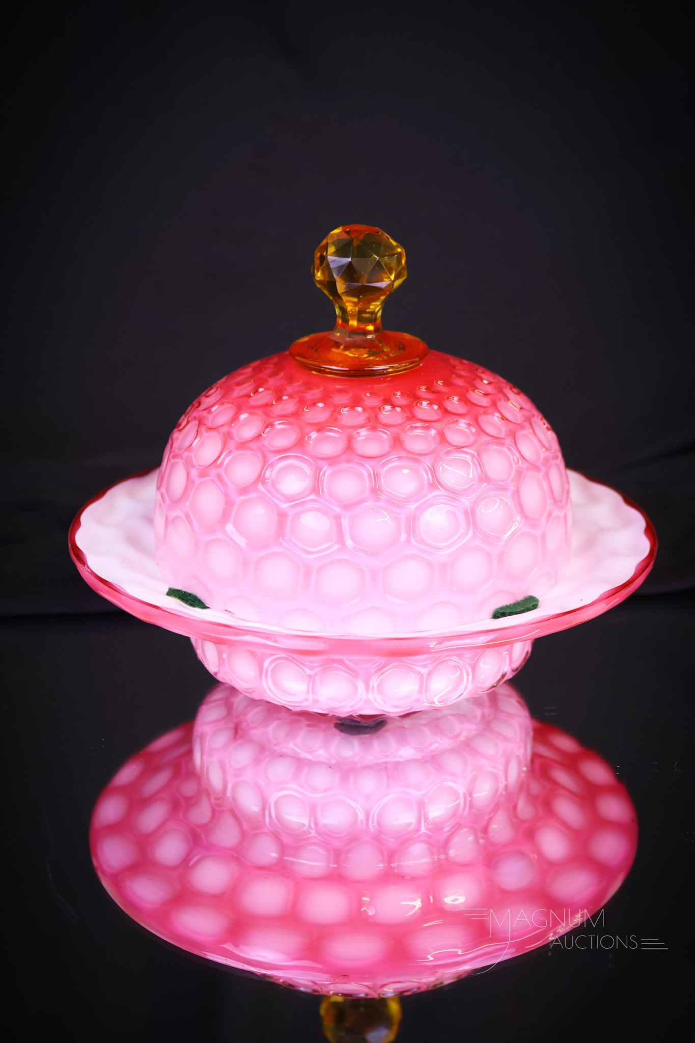 Scarce Phoenix Pink Cased Honeycomb Victorian Butter Dish (1 of 6)