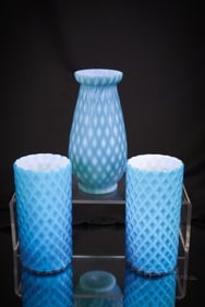 3 pc Lot Victorian Cut Velvet Glass Including Tumbler Rarities