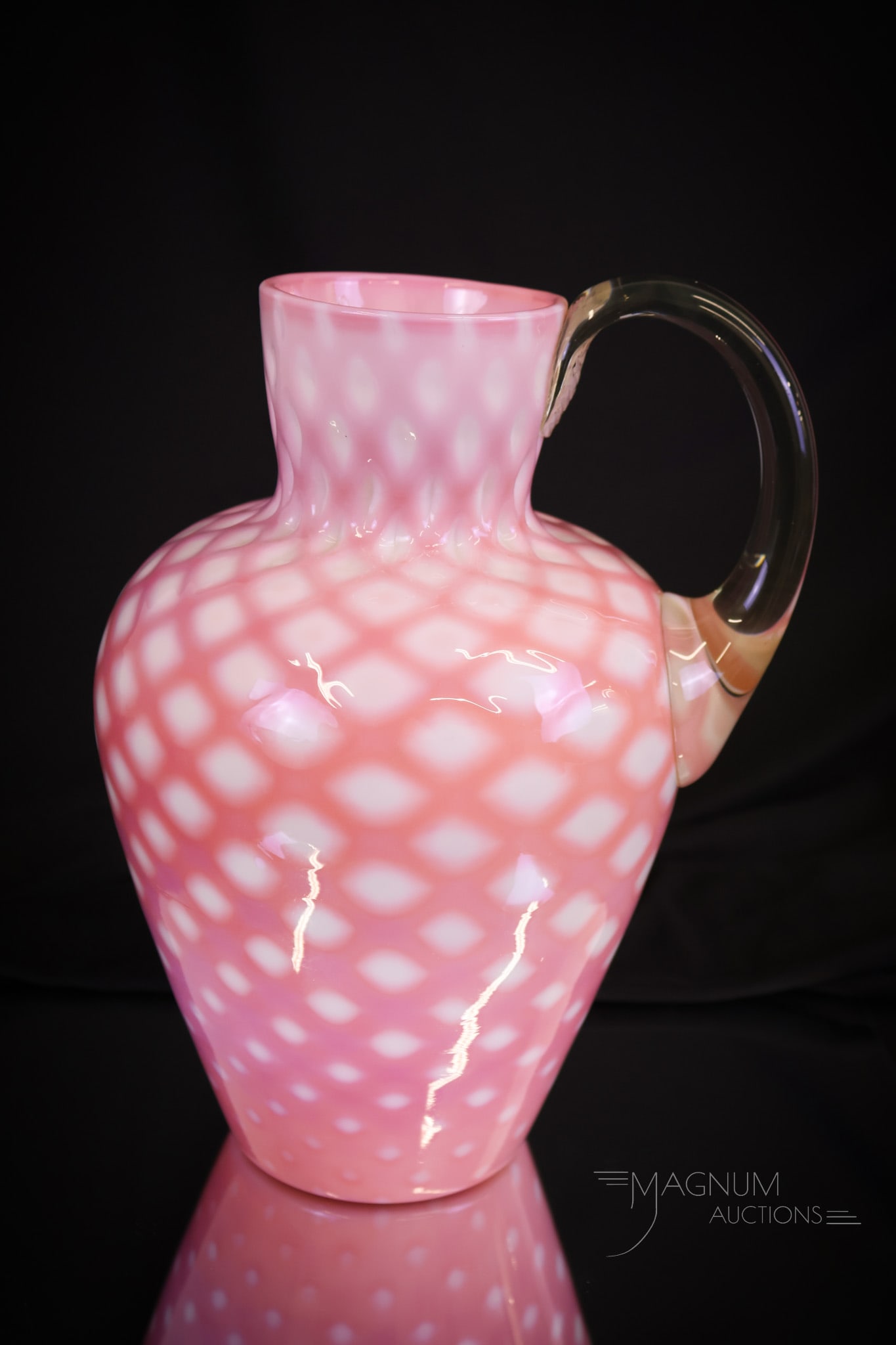 Rare Glossy Rose Quilt Victorian Glass Pitcher (1 of 5)