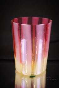 Amberina Opalescent Wide Stripe Victorian Glass Tumbler