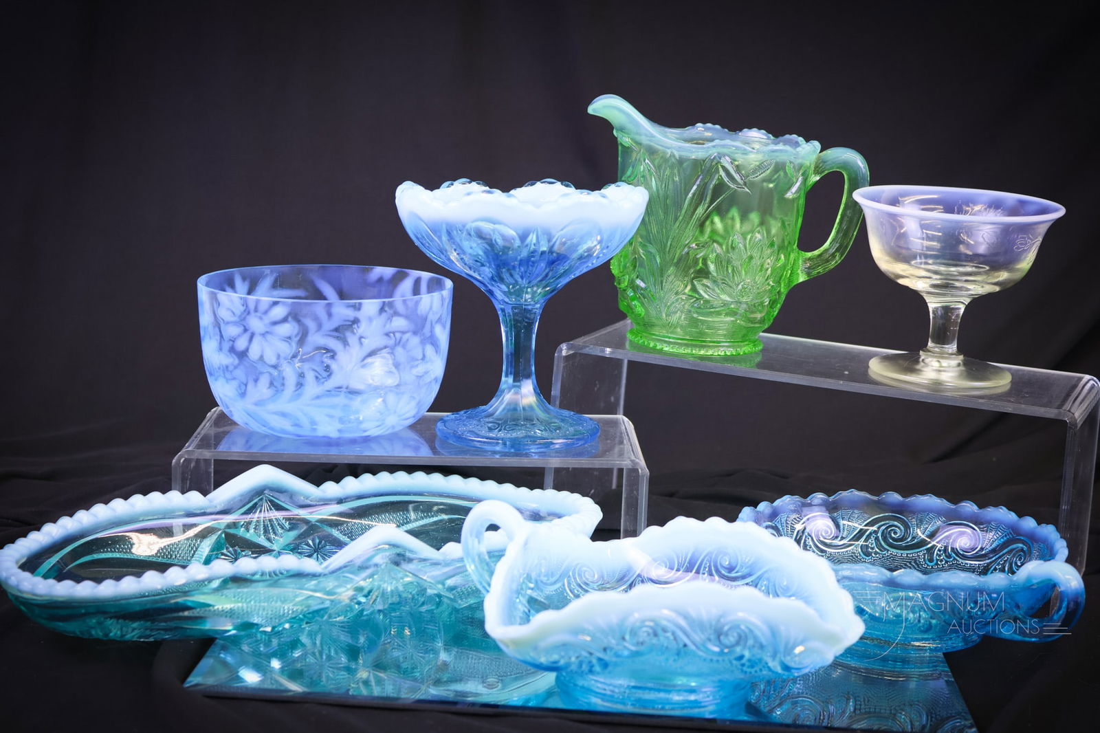 7 pc Lot Opalescent Victorian Glass (1 of 6)