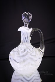 Scarce Northwood Ribbed Herringbone Opalescent Victorian Glass Cruet