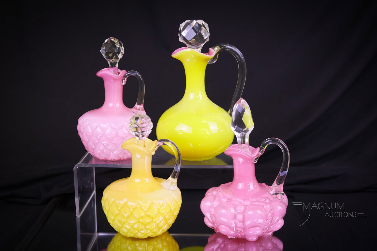 4 pc Lot Victorian Cased Glass Cruets Consolidated & More (1 of 11)