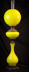 Fostoria Consolidated Victorian Cased Glass Banquet Oil Lamp