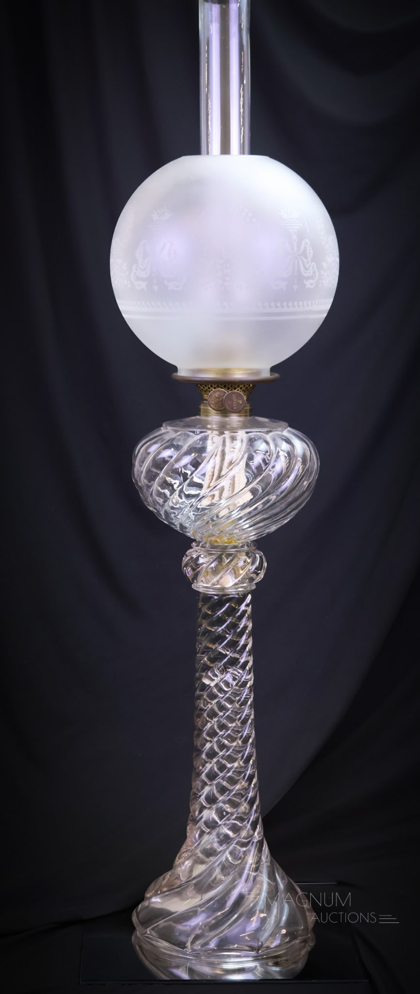 Fostoria 33 1/2" Colony Swirl Cascade Banquet Victorian Oil Lamp (1 of 14)