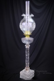 Fostoria Cascade Swirl & Pinwheel Victorian Banquet Oil Lamp