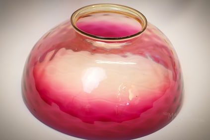 Rare Fuscia Amberina New England Glass 10" Art Glass Victorian Shade