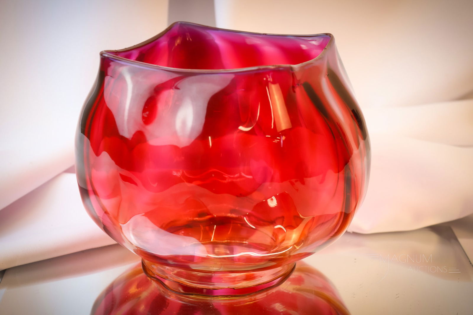 New England Fuscia Amberina Victorian Glass Oil Lamp Shade (1 of 8)