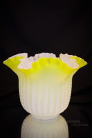 Rare Junior Size Victorian Mother of Pearl Satin Glass Oil Lamp Shade