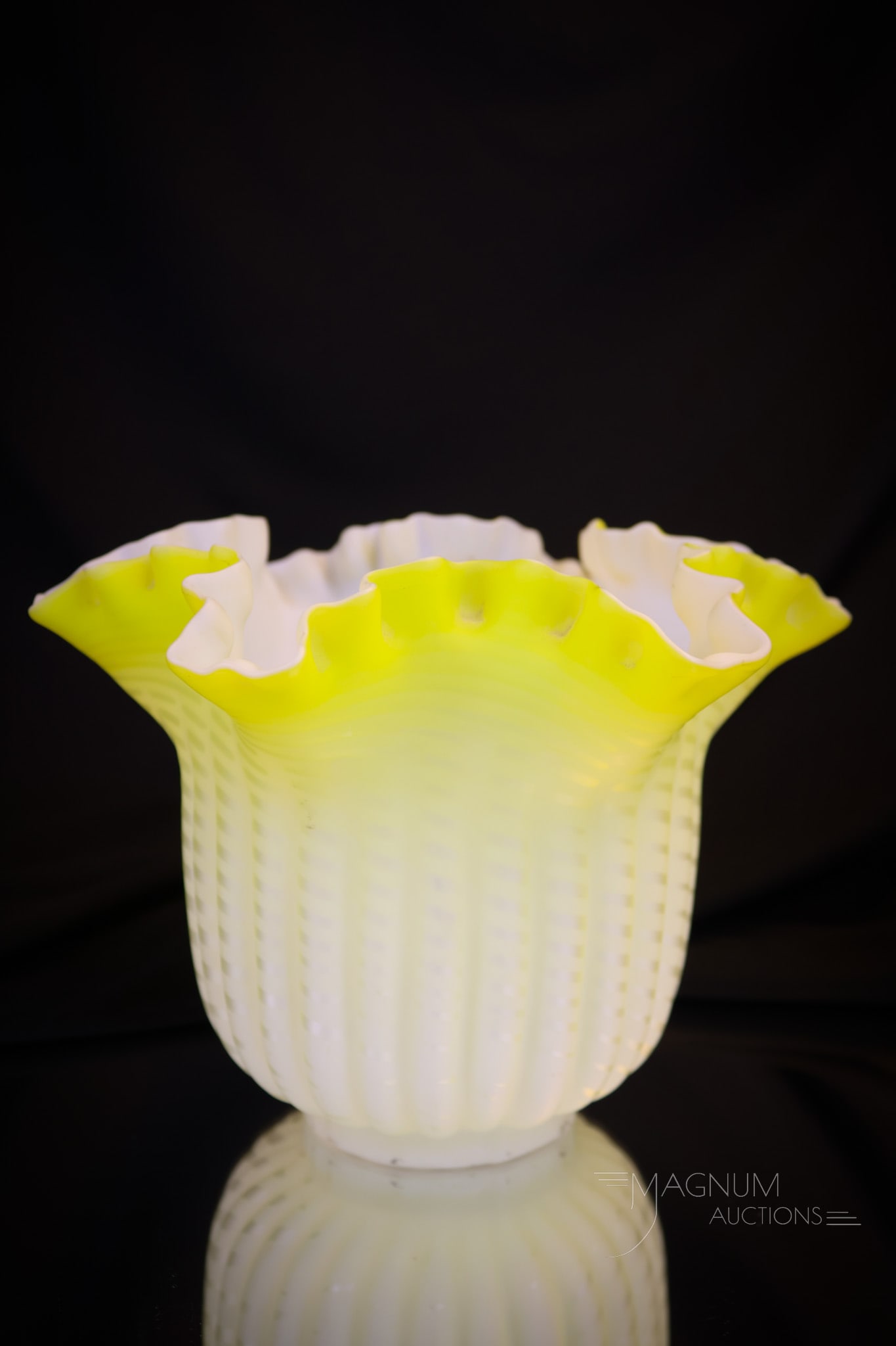 Rare Junior Size Victorian Mother of Pearl Satin Glass Oil Lamp Shade (1 of 5)