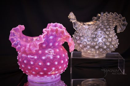 2 pc Lot Hobbs Glass Roller Coaster Victorian Oil Gas Lamp Shades
