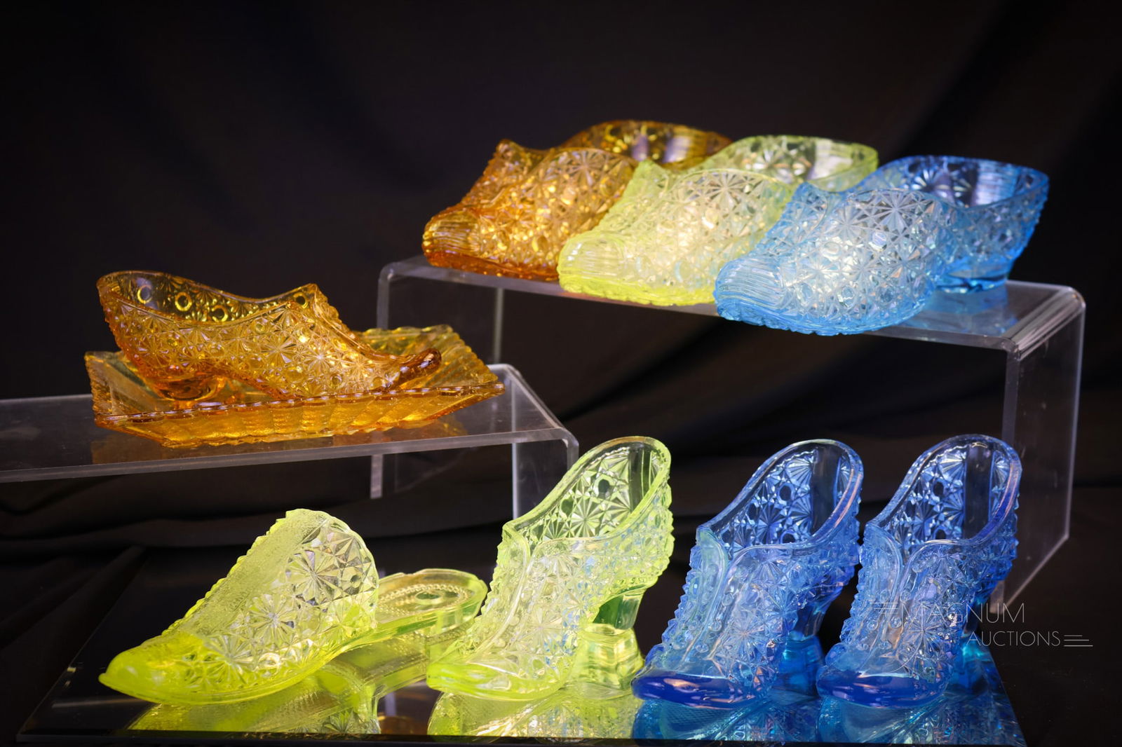 8pc Lot Victorian Pattern Glass Shoe related Finds Duncan & Bryce (1 of 12)