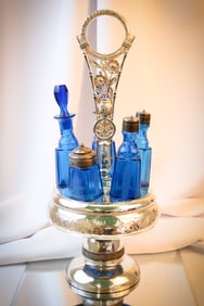 Rockford Victorian Silverplate Blue Condiment Castor