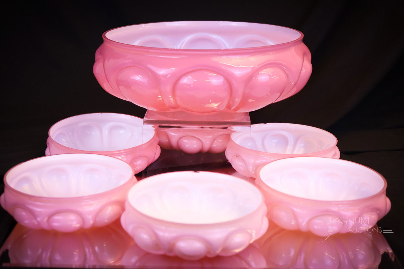 7 pc Fostoria Consolidated Bulging Loops Victorian Glass Berry Set (1 of 9)