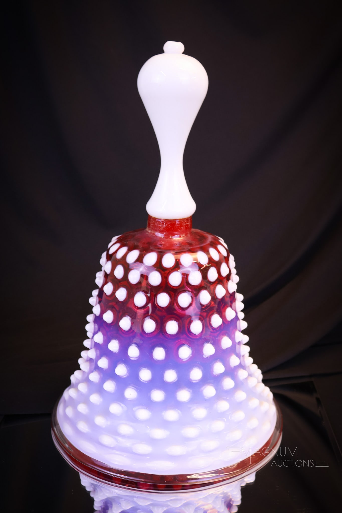 Rare Victorian Cranberry Opalescent Hobnail 12 1/2" Wedding Bell (1 of 5)