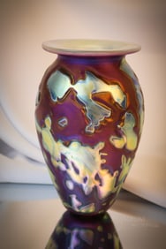 Signed Eickholt 2004 Vivid Purple Lava Glass Vase