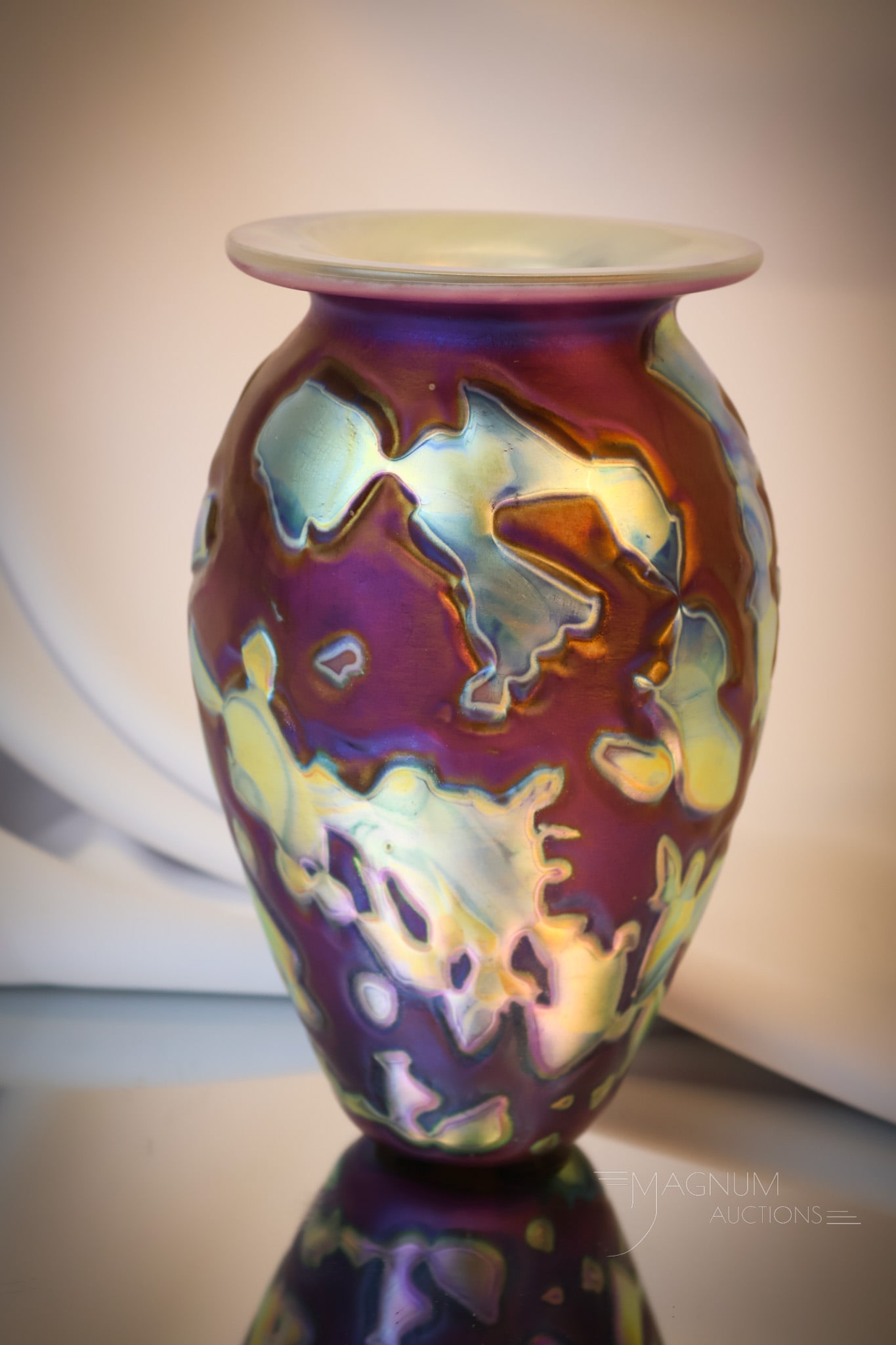 Signed Eickholt 2004 Vivid Purple Lava Glass Vase (1 of 6)
