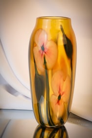 Signed Charles Lotton 1978 Multi-Flora Art Glass Vase