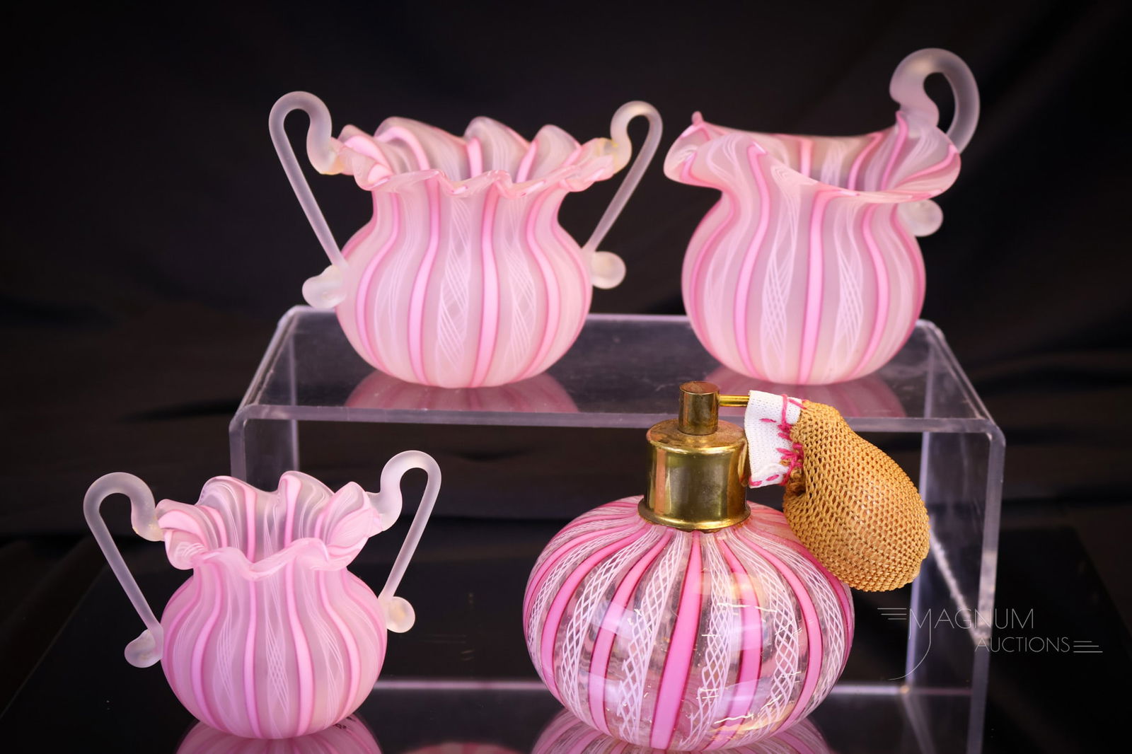 4 pc Lot Italian Murano Latticino Art Glass (1 of 14)