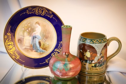 3 pc Lot Porcelain Royal Vienna Buffalo Deldare & Pillin