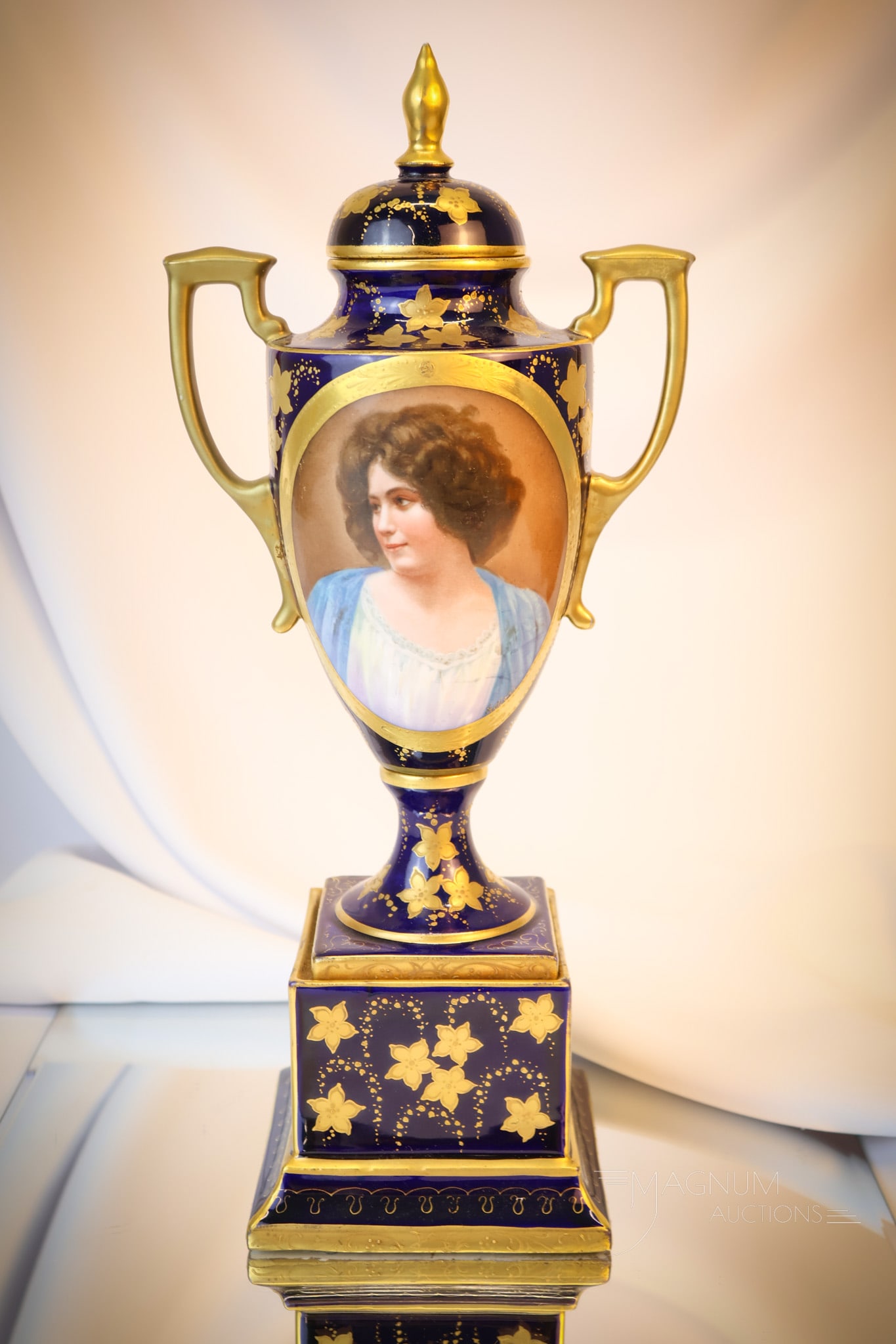 Artist signed Royal Vienna 14 1/2" Beehive Porcelain Portrait Urn (1 of 8)