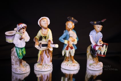 4 pc Lot Sitzendorf German Monkey Band Figurines