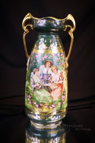 Prov saxe E.S. Germany Double Handle Porcelain vase