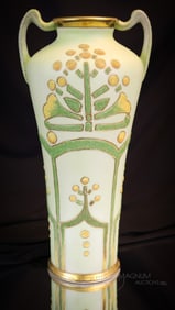 Nippon Kinran Mark Coralene Porcelain 12 1/2" Vase
