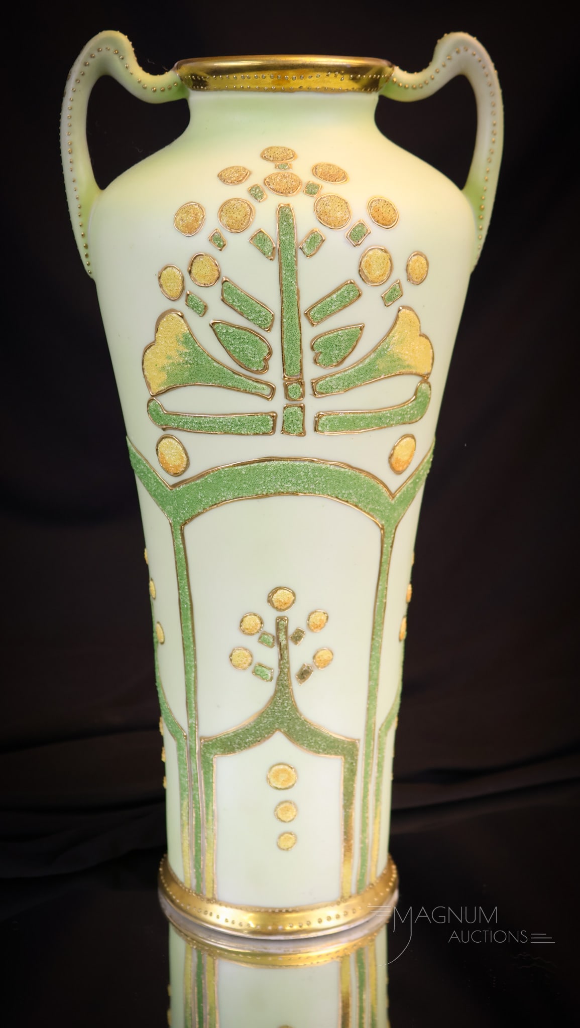 Nippon Kinran Mark Coralene Porcelain 12 1/2" Vase (1 of 6)