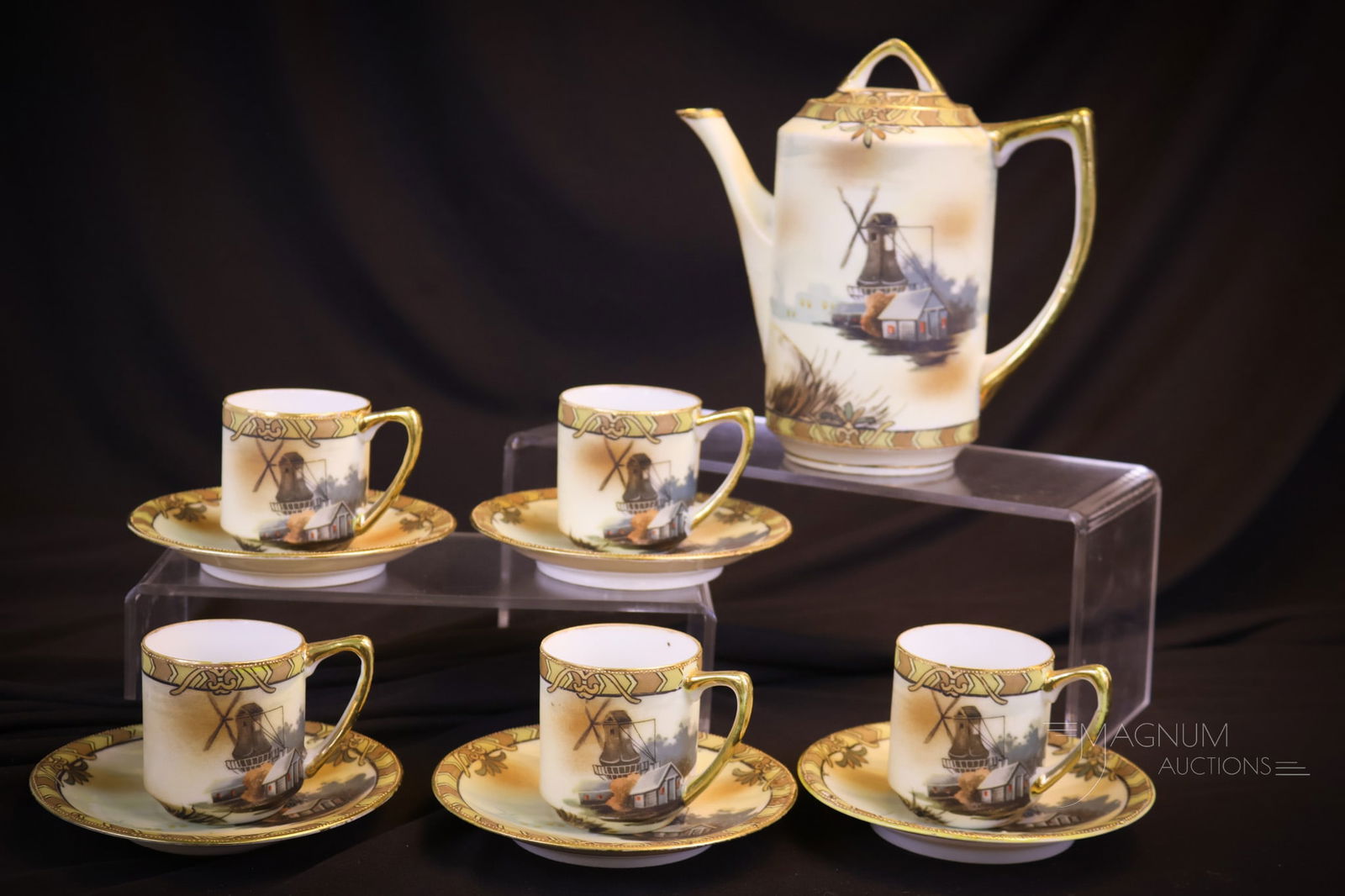 11 pc Nippon Porcelain Blue Mark Dutch Tea Set (1 of 14)