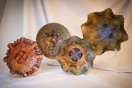 4 pc Lot Fenton Northwood Carnival Glass Bowls