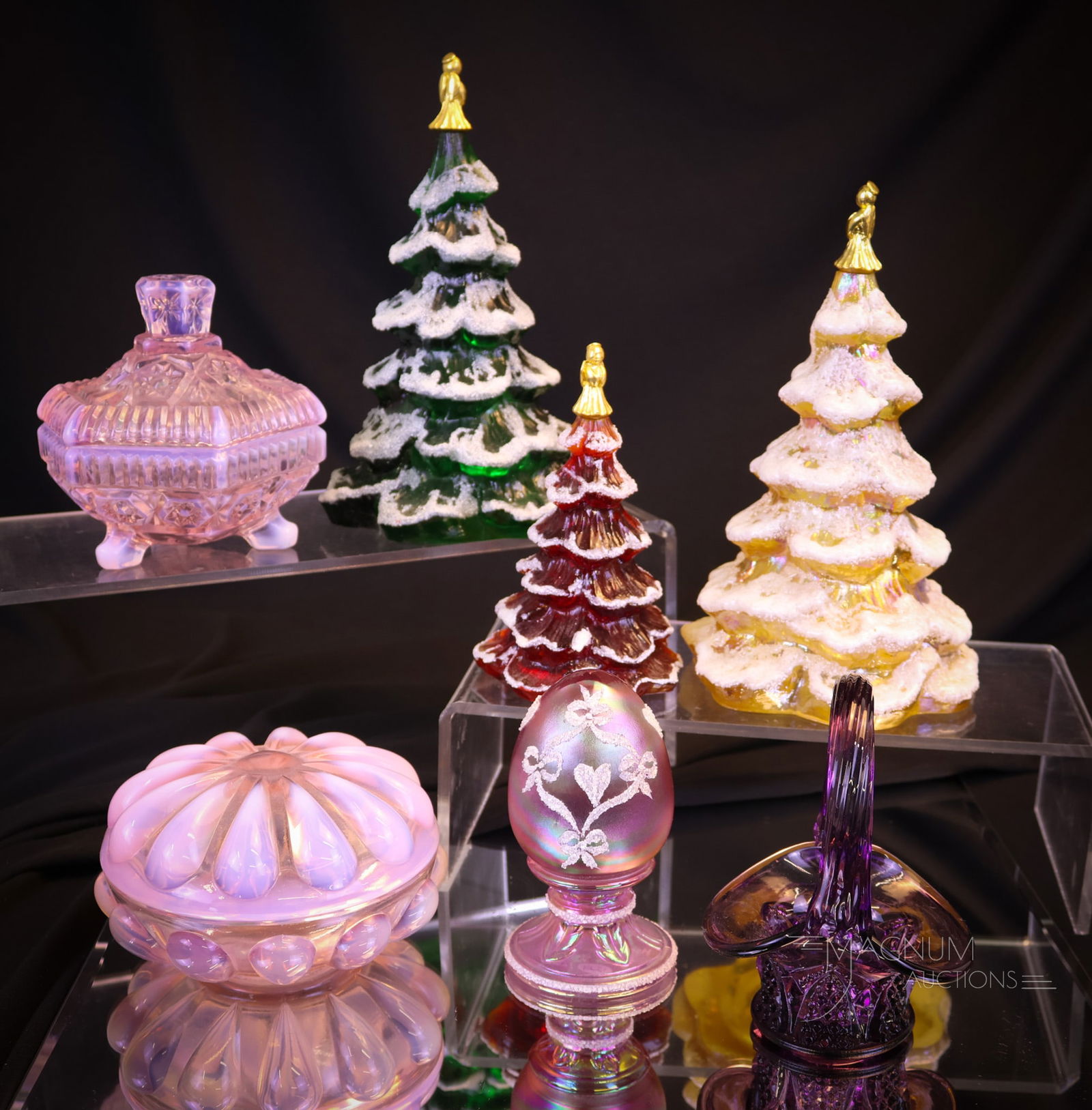 7 pc Lot Fenton Hand Painted Glass Collectibles (1 of 9)