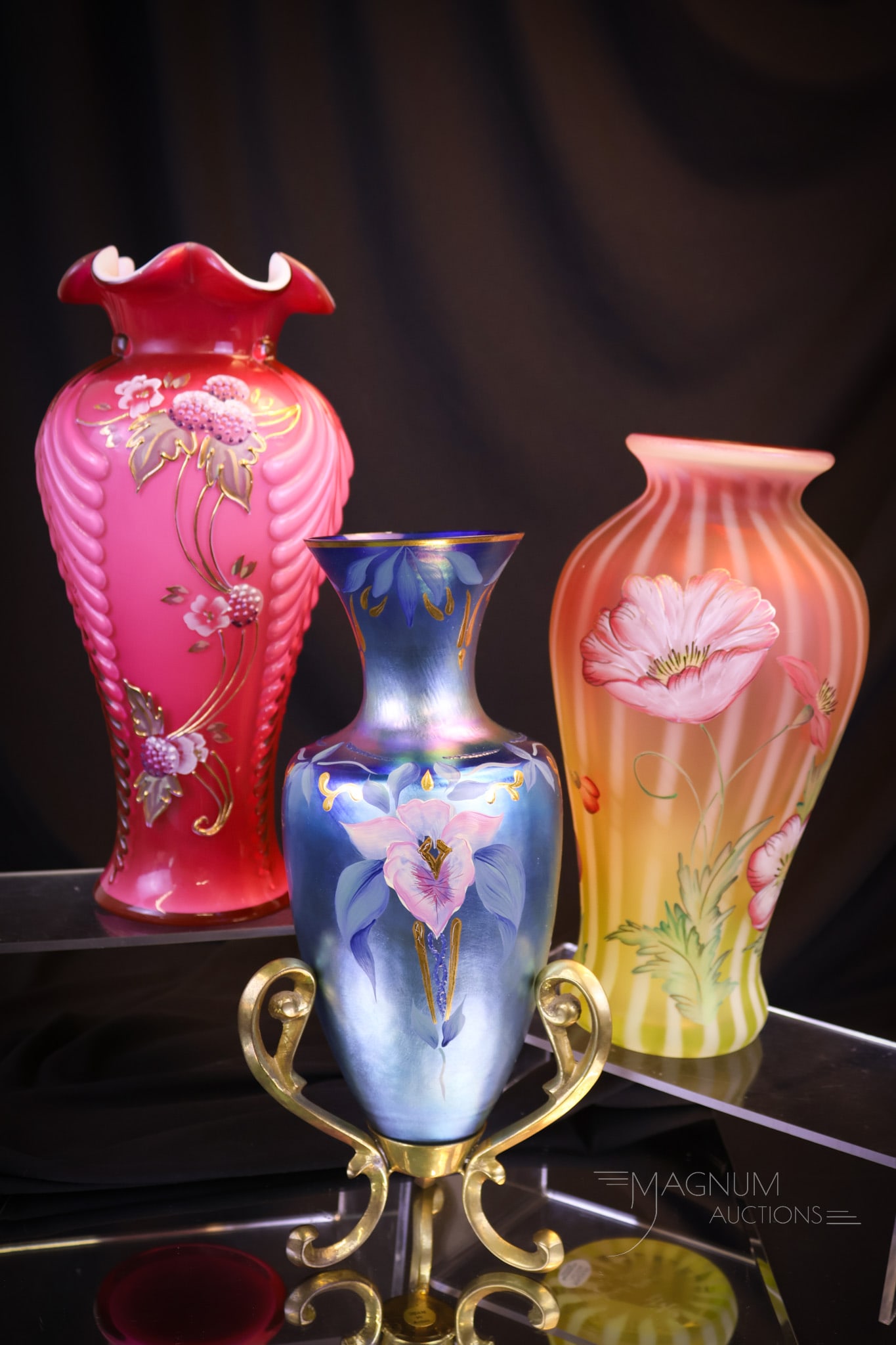 3 pc Lot Fenton Art Glass Vases (1 of 13)