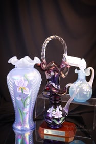 4 pc Lot Fenton Hand Painted Glass
