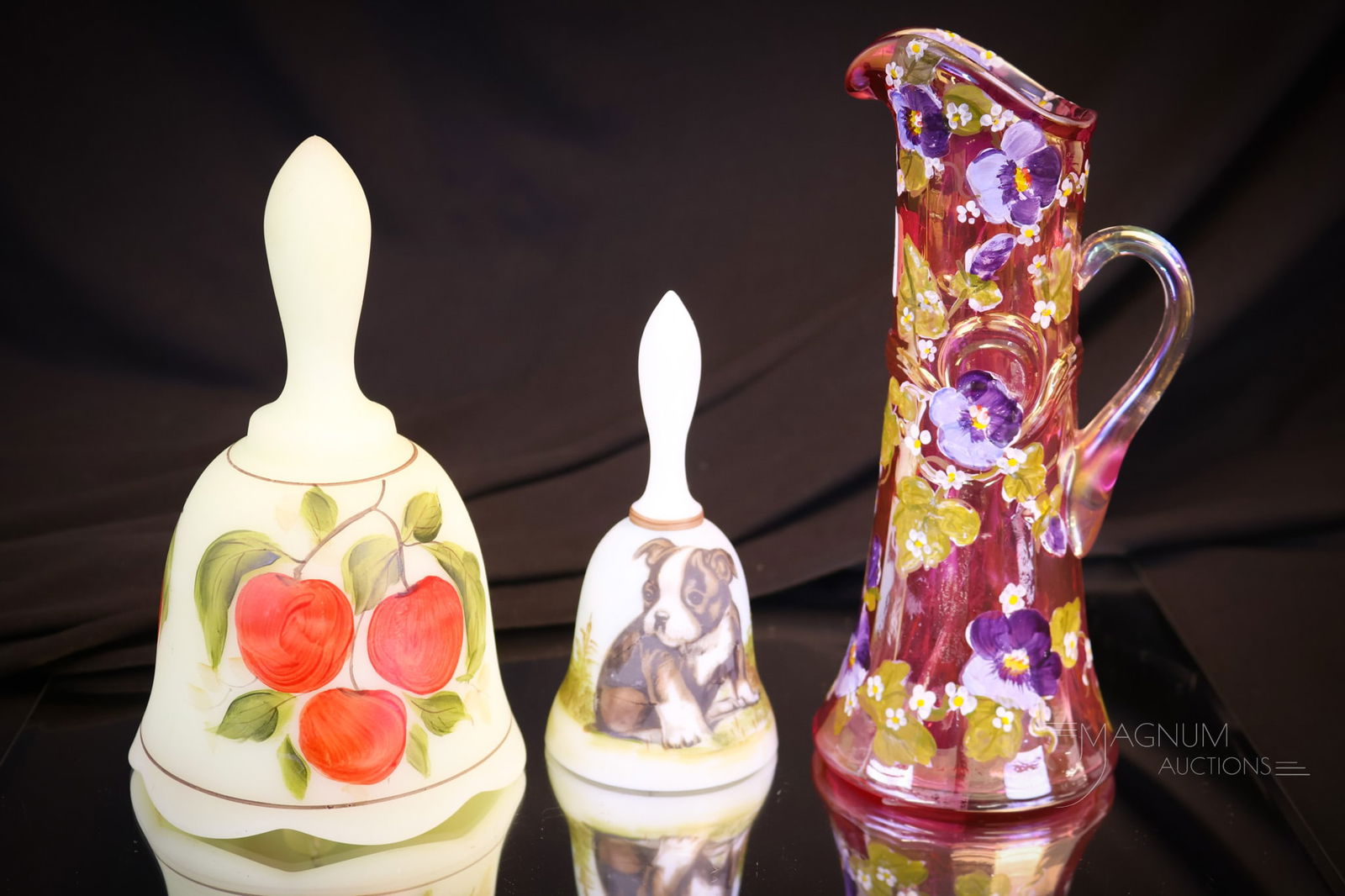 3 pc Lot Fenton Hand Painted Louise Piper Glass (1 of 8)