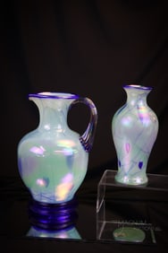 2 pc Lot Dave Fetty Fenton Art Glass