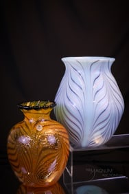 2 pc Lot Fenton Dave Fetty Robert Barber Art Glass