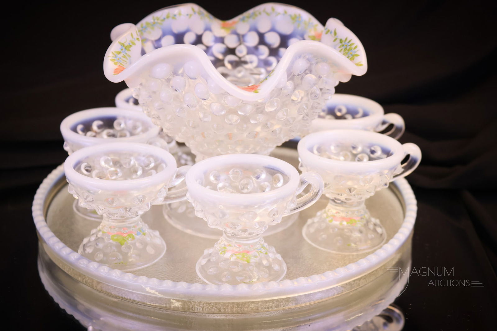 Fenton Art Glass Doris Lechler Special Order Hand Painted Child's Punch set (1 of 12)