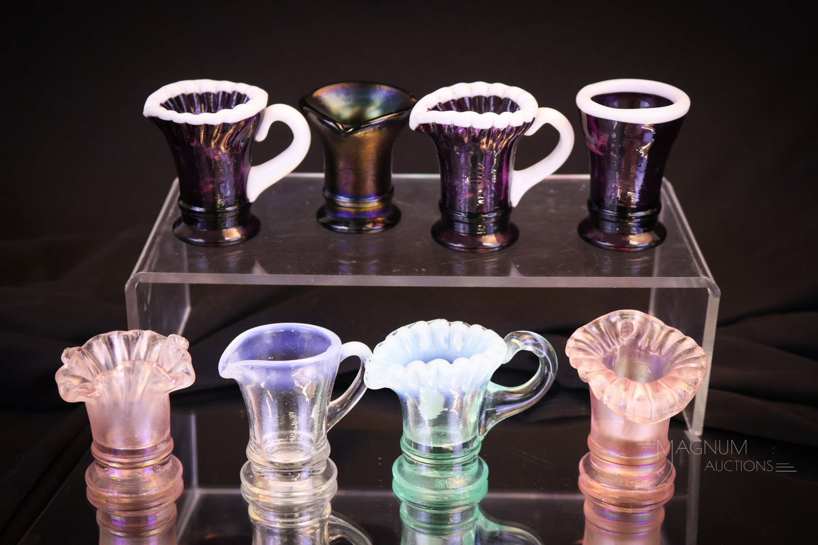 8 pc Lot Fenton Art Glass #37 Miniatures: So much and then again so little is offered in this lot. The tallest of the lot measures a mere 2"" tall. A variety of shapes and colors. Shipping: At checkout, select ""Arrange your own shipping"". <
