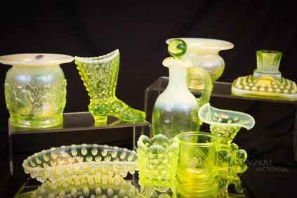 9 pc Lot Vaseline Fenton Gibson Imperial & More Collectible Glass