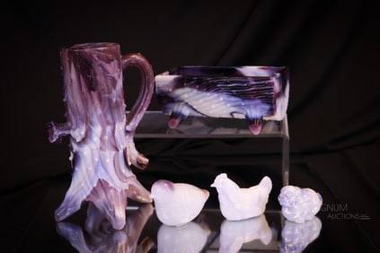 5 pc Lot Fenton & Imperial Purple Slag Glass