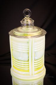 Duncan Miller Sanibel Line Nautical Vaseline Opalescent Glass Humidor