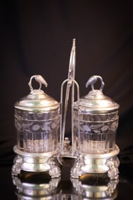Webster Silverplate Double Victorian Glass Pickle Castor