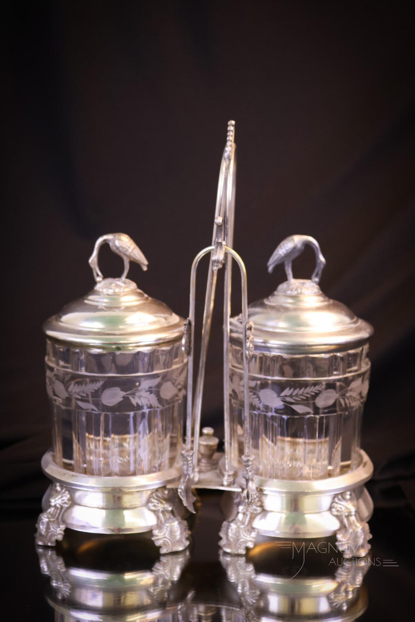 Webster Silverplate Double Victorian Glass Pickle Castor (1 of 7)