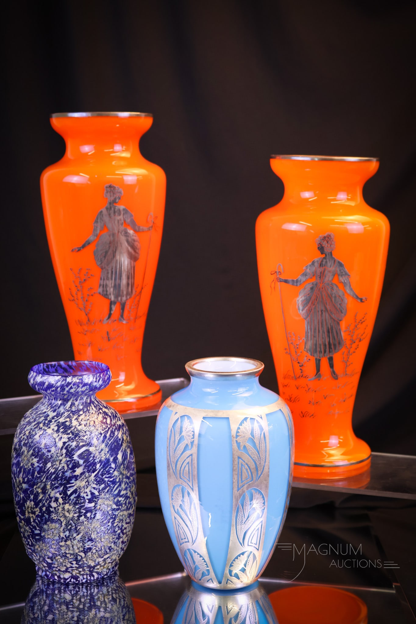 4 pc Lot Antique Glass Vases Consolidated & Dugan (1 of 9)