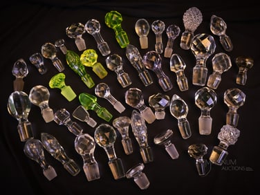 42 pc Lot Glass Bottle Decanter Perfume Cruet Stoppers Vaseline & Clear