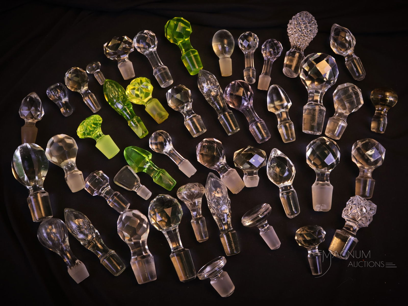 42 pc Lot Glass Bottle Decanter Perfume Cruet Stoppers Vaseline & Clear (1 of 5)