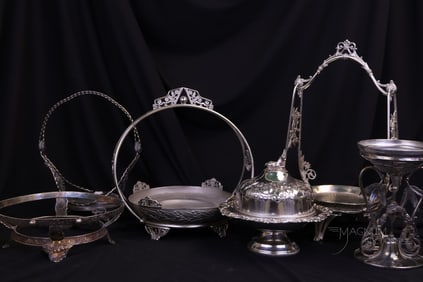 6 Silverplate Brides Bowl Parts and Butter
